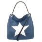 Preview: ITAL. DAMEN SCHULTERTASCHE SHOPPER IN CANVAS UND LEDER MIT STERN DRUCK SHCV223