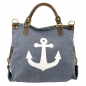 Preview: ITAL. DAMEN SCHULTERTASCHE SHOPPER IN CANVAS UND LEDER MIT ANKER DRUCK SHCV2628