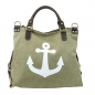 Preview: ITAL. DAMEN SCHULTERTASCHE SHOPPER IN CANVAS UND LEDER MIT ANKER DRUCK SHCV2628