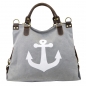 Preview: ITAL. DAMEN SCHULTERTASCHE SHOPPER IN CANVAS UND LEDER MIT ANKER DRUCK SHCV2628