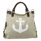 Preview: ITAL. DAMEN SCHULTERTASCHE SHOPPER IN CANVAS UND LEDER MIT ANKER DRUCK SHCV2628