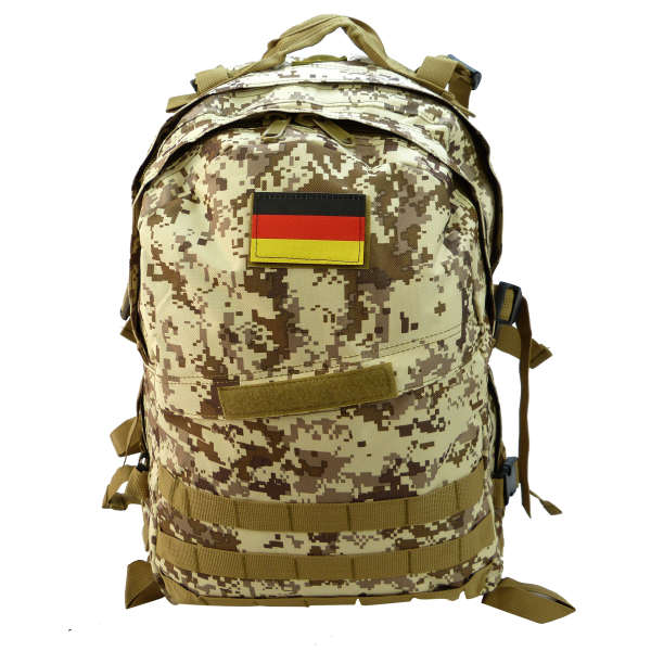 Camouflage Rucksack mit Klett-Abzeichen Deutschland Flagge SHR1778