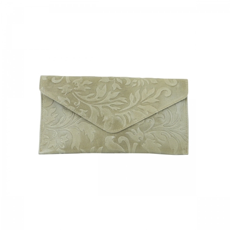 DAMEN CLUTCH UMHÄNGETASCHE AUS RINDLEDER MIT BLUMEN DRUCK SHG218