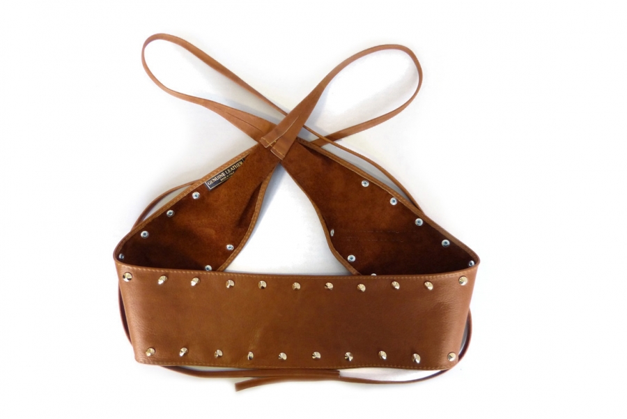 Ladies wrap belt with rivets in nappa leather SHGG1002