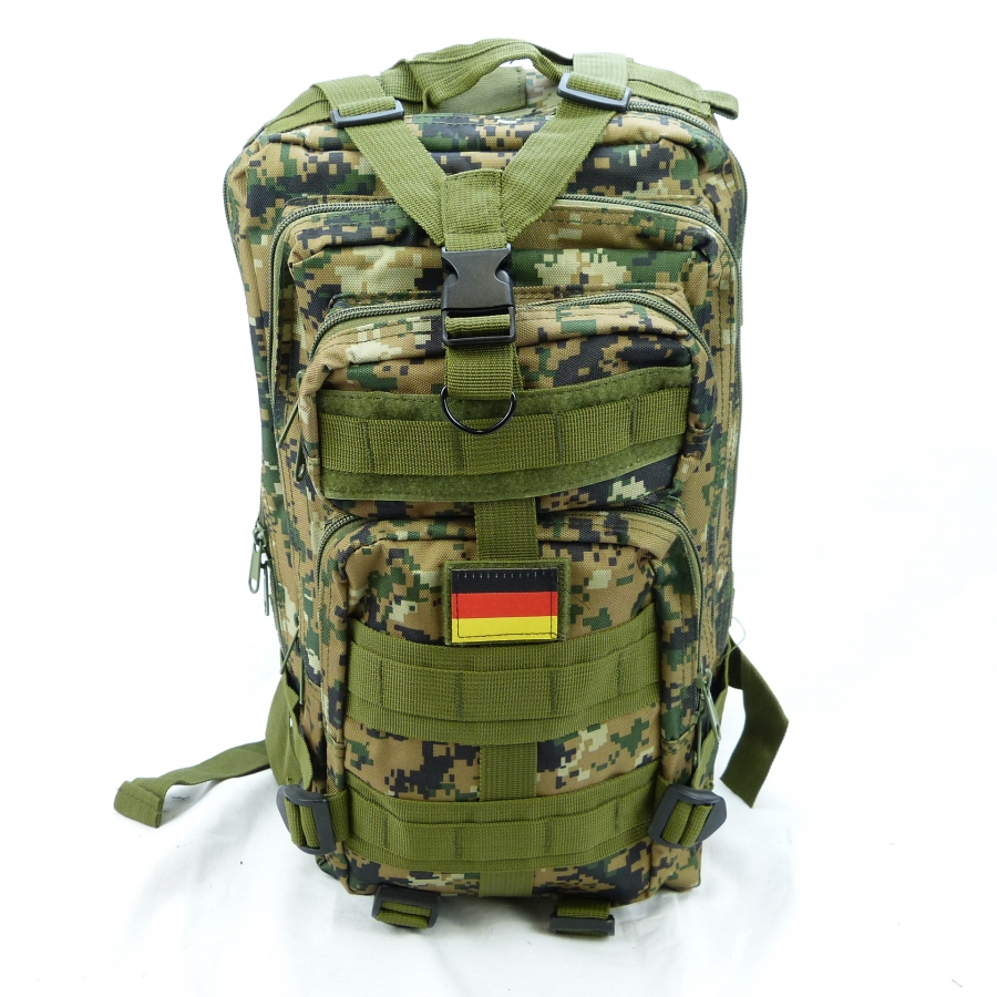 Camouflage Rucksack mit Klett-Abzeichen Deutschland Flagge SHR1777