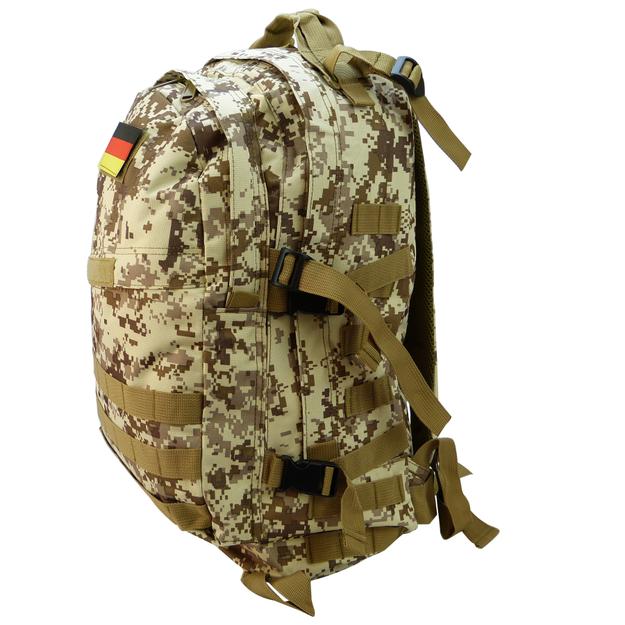 Camouflage Rucksack mit Klett-Abzeichen Deutschland Flagge SHR1778