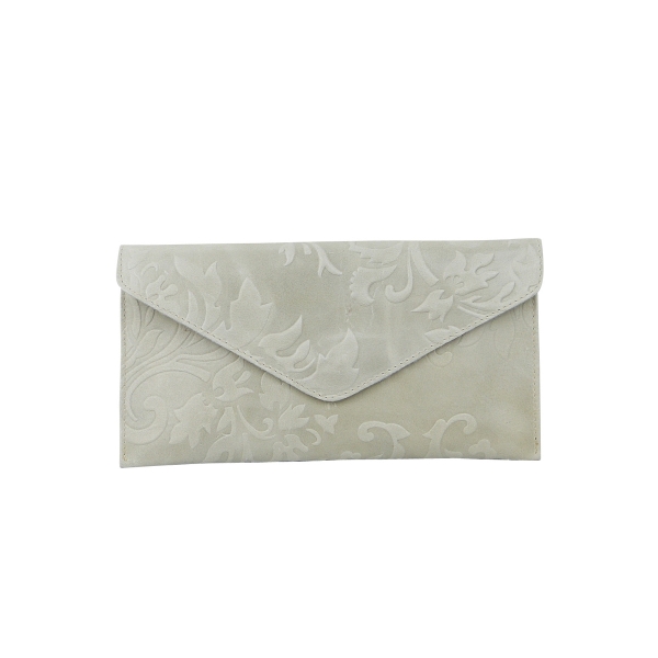 DAMEN CLUTCH UMHÄNGETASCHE AUS RINDLEDER MIT BLUMEN DRUCK SHG218